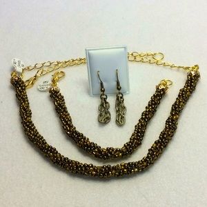 FINAL SALE PRICE Lia Rosa Handmade Golden Seed Bead Jewelry Set